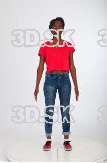 Whole body blue jeans red tshirt reference of Carrie 0001